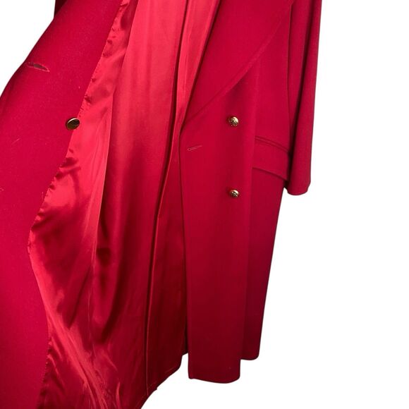 Vtg Talbots Overcoat Womens 20 Red Wool Long Coat Double Breasted USA 80s NWT - Picture 13 of 16
